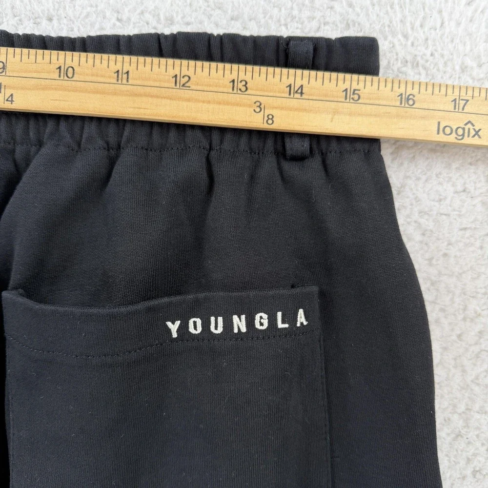 YoungLA Chino Pants Mens 32 Black Regular Fit Elastic Waist Tapered Casual 32x26
